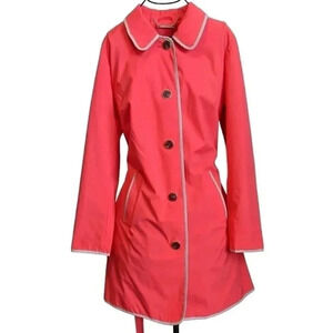Dennis Basso Solid Water Resistant Trench Jacket Coral Reef size S